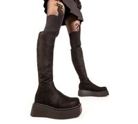 Lamoda - Cruel Winter Chunky Knee High Black Suede - Girl Shoes - black - EU 40 - Synthetic/Textile/Rubber EU 40