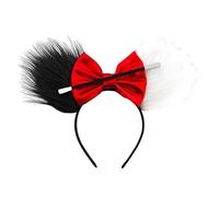 Cruella 101 Dalmatians - Minnie Mouse Inspired Alice Headband With Big 5" Sequin Top Bow and Furry Ears Handmade
