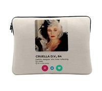 Cruella Dalmatian Social Network Love Villain Laptop and Tablet Case Linen Look 14-15 Inches Printed in France