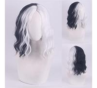 Cruella De Vil Kuila Half Black Half a Hundred Curly Cosplay Wig and Bungo Stray Dog OneSize YN033