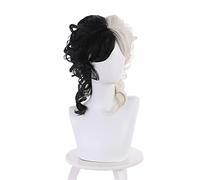Cruella De Vil Kuila Half Black Half A Hundred Small Short Curly Cos Wig Wig Caps for Making Wigs OneSize 915