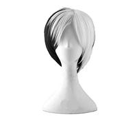 CRUELLA Deville De Vil Cosplay Wigs Short Black White Mixed Fluffy Heat Resistant Synthetic Hair Wig + Wig Cap