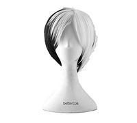 CRUELLA Deville De Vil Cosplay Wigs Short Black White Mixed Fluffy Heat Resistant Synthetic Hair Wig + Wig Cap