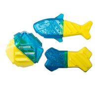 Crufts Blue & Yellow Cooling Toys, 1 Pc. - Fill & Freeze Assorted Shark, Bone & Ball Teeth Cleaning Toys, Perfect for Gums Massage & Pet Comfort