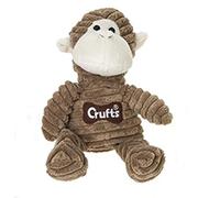 Crufts Cute and Soft Cord Toy Crufts® Corduroy Squeaky Animal Shaped Chew Toy for Pets 3 Animals- Frog, Hippo or Monkey Soft and Squishy with Squeaker