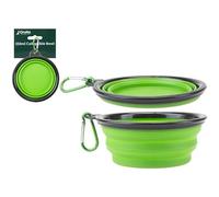 PMS Crufts Collapsible Pet Travel Bowl with Carabiner Hook - 350ml - Green
