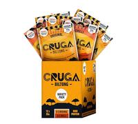 Cruga Beef Biltong Variety Pack 12 × 25g - 6 × Original, 6 × Chilli - High Protein Gluten Free Snack - Low Sugar - No Added MSG - Ideal for Gym, Travel, Hiking & Everyday Energy