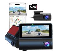CruGEos 3 Channel Dash Cam, 2.5K+1080P+1080P Front and Inside Rear Three Way Triple Car Dash Camera, IR Night Vision,3.16" IPS Screen,Built-in Wi-Fi GPS, Free 64GB Card,G-sensor, 24 Hours Parking Mode