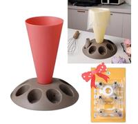 CRUIFU Piping Bag Holder Stand for Filling, Pastry Bag Holder Stand, Decorating Bag Holder with 8 Slots Nozzles Holder, Plastic Pastry Bag Stand for Cake Decorating Kit, Baking Accessories (Red)
