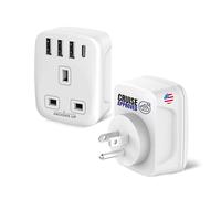 Cruise Approved 5-in-1 Travel Adapter - Non Surge for Cruise Ships - 3 USB + 1 USB-C - Works on Marella, MSC, Carnival, Princess, NCL, Disney, Fred Olsen - (US)