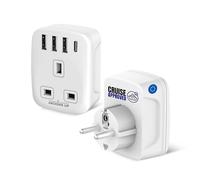 Cruise Approved 5-in-1 Travel Adapter - Non Surge for Cruises - 3 USB + 1 USB-C - Works on P&O, Marella, MSC, Carnival, Princess, NCL, Disney, Fred Olsen - (EU)