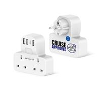 Cruise Approved 7-in-1 Travel Adapter - Non Surge for Cruise Ships - 4 USB Ports and Night Light - Works on P&O, Marella, MSC, Carnival, Princess, NCL, Disney, Fred Olsen - Cruise Essential (EU Plug)