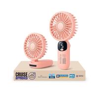 Cruise Approved Portable Travel Fan - Handheld & Foldable Mini Fan with 5 Speeds - Quiet, Rechargeable & Lightweight - Pocket-Sized Cooling for Cabin, Excursions & Poolside - Cruise Essentials (Pink)