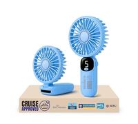Cruise Approved Portable Travel Fan - Handheld & Foldable Mini Fan with 5 Speeds - Quiet, Rechargeable & Lightweight - Pocket-Sized Cooling for Cabin, Excursions & Poolside - Cruise Essentials (Blue)
