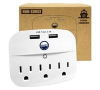 Cruise Approved Power Strip - Non Surge Protector for Cruise Ship with 2 USB Outlets - Cruise Ship Essentials for Carnival, Princess, Norwegian, Holland America, MSC & Major Cruise Lines (White)