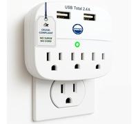 Cruise Approved Power Strip - Non Surge Protector for Cruise Ship with 2 USB Outlets - Cruise Ship Essentials for Carnival, Princess, Norwegian, Holland America, MSC & Major Cruise Lines (White)