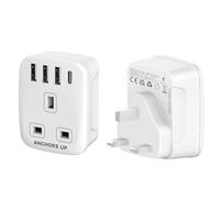 Cruise Approved UK Plug Extender - Non Surge for Cruises - 3 USB + 1 USB-C - Works on P&O, Marella, Cunard, Fred Olsen, Ambassador and more - Cruise Essential