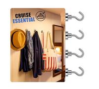 Cruise Cabin Magnetic Hooks (4 Pack) - Extra Strong - Heavy Duty - Holds Up to 12kg - Perfect for Hanging Towels, Hats, Bags - Works on all Cruise Ships including P&O, Marella, MSC - Cruise Essentials