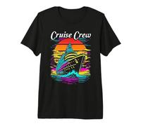 Cruise Crew Retro Sunset Style Cruise Ship Design Premium T-Shirt