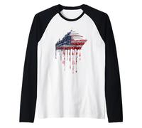 Cruise Cruising American Flag USA Drip Graffiti Patriotism Raglan Baseball Tee