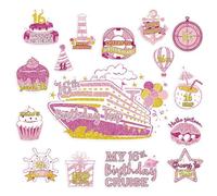 Cruise Door Decorations Magnetic - 16PCS Rose Gold 16th Birthday Cruise Door Magnets Sweet 16 Birthday Cruise Magnet Stickers for 16th Girls Birthday Cabin Refrigerator Ship Party Decor