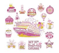 Cruise Door Decorations Magnetic Birthday - 16 Pcs Pink Gold Cruise Door Magnets Sweet Birthday Balloon Patterns Stickers Decorations for 16th Girls Birthday Cabin Refrigerator Ship Party Decor