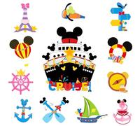 Cruise Door Magnets 13 Pcs Nautical Theme Decorated magnets, Mouse Cruise, sailboats, Monoculars, anchors, hot air balloons, for Cruise Ship, Door, Cabinet, Fridge, White board, Christmas Decorations