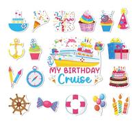 Cruise Door Magnets Decorations, 18PCS Colorful Birthday Set