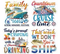 Cruise Door Magnets Decorations, 4PCS Family Trip Nautical Holiday Cruise Magnets, Cruising Essentials Reusable Magnetic Ship Cabin Door Signs Fridge Decor