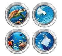 Cruise Door Magnets Decorations, 4PCS Porthole Sea Animals Cruise Magnets, Cruising Essentials Reusable Magnetic Ship Cabin Door Signs Fridge Decor