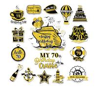 Cruise Door Magnets Decorations Stickers - 16 Pcs 70th Birthday Black Gold Cruise Magnets Cruising Essentials for Ship Cabin Refrigerator Signs Trip Decor