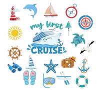 Cruise Door Magnets Ship Decoration - 20 Pcs My First Cruise Trip Door Magnetic Slipper Magnet Decorations Anchor Dolphin Sticker for Stateroom Carnival Party Cabin Decal Door Magnet Decor