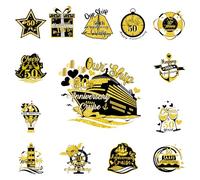 Cruise Door Magnets Ship Decorations - 14 Pcs 50th Anniversary Theme Cruise Door Ship Decorations 1975 Gift Magnetic Stickers for Carnival Cabin Fridge Decor Summer Party Supplies