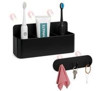 Cruise Essentials 2025 Magnetic Toothbrush Holders - Wall Mounted Toothbrush Holders for Bathrooms & Magnetic Hooks Set, No Drilling for Royal Caribbean & Alaska Cruise Ships Essentials(Black)