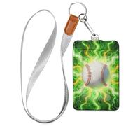 Cruise Essentials Name Badge Holders Epic Lightning Baseball Art Green