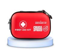 Cruise First Aid Kit - 25pcs Compact & Lightweight - Waterproof Case with Carabiner - Fully Stocked with Certified Medical Supplies - Travel Size for Cruise, Backpack - Cruise Essentials by Anchors Up