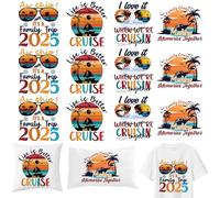 Cruise Iron on Transfers, 12 PCS Cruising DTF Heat Transfer Vinyl, Summer Iron on Patch Applique Decals, Sea Sunset Decals for T-Shirts Bags Clothing Pillow, DIY Crafts