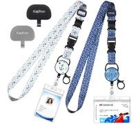 Cruise Lanyards, 2 Pack Adjustable Lanyard with Retractable Badge Key Reel, Phone Tether Tab and Waterproof ID Badge Holder for All Cruises Key Cards (Style B)