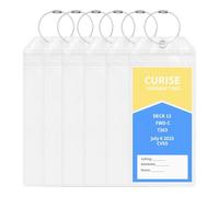 Cruise Luggage Tag Holder, 6 Pcs Waterproof Luggage Tags with Stainless Steel Wire, Clear Suitcase Tags Essentials for Suitcases, Durable Travel Tags Accessories for Luggage (6, 9cm X 20cm)