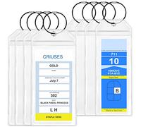 Cruise Luggage Tag Holder, 8 Pcs Containing Two Sizes of Luggage Tag, Airtight and Waterproof Cruise Luggage Tags with Stainless Steel Wire, Transparent and Durable (Black)