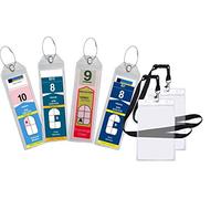 Cruise Luggage Tag Holder Zip Seal & Steel for Royal Caribbean & Celebrity Cruise, Clear, Narrow - 4 Pack + 2 ID