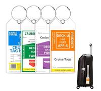 Cruise Luggage Tag Holders with Zip Seal & Steel Loops Clear Waterproof Durable Plastic Travel suitcases Tags Compatible with Royal Caribbean Celebrity Cruises Marella (TUI) Cruise, Cruise Essentials