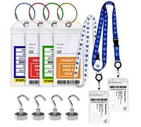 Cruise Luggage Tags Essentials 4 Sets with Zip Seal and Steel Loops + 2 Cruise Lanyard Detachable ID Holder Badge + 4 Cruise Cabin Magnetic Hooks (27lbs-Heavy Duty) Compatible All Cruise Lines Ships