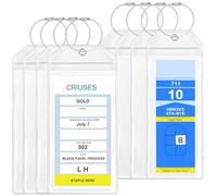 Cruise Luggage Tags Holder,8 PCS Waterproof Suitcase Tags Clear Durable Travel Tags for Luggage with Zip Seal & Steel Loops Cruise Accessories for Travel Vacation