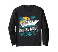 Cruise Mode Activated Tropical Vacation Ship Art Long Sleeve T-Shirt