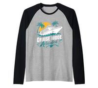 Cruise Mode Activated Tropical Vacation Ship Art Raglan Baseball Tee