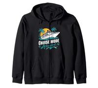 Cruise Mode Activated Tropical Vacation Ship Art Zip Hoodie