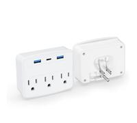 Cruise Power Strip Foldable White Non Surge Protector with USB C Outlets 2.4A Total, Multi Plug Wall Socket, Cruise Essentials Accessories Must-Haves for Travel Ship, Home, Japan Applicable…
