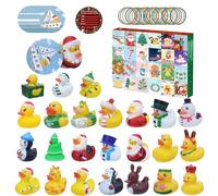 Cruise Rubber Ducks 2025 Christmas Advent Calendar with 24 Pcs Cruising Duck Tags and Bands 24 Days of Surprise Christmas Countdown Calendar Rubber Duckies Xmas Gifts for Bath Jeep Cruising Ships