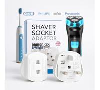 Cruise Shaver Socket Adapter (For Oral-B, Braun etc) - Works on P&O, Marella, Cunard, Ambassador, Fred Olsen & Saga Cruises - 2-Pin to UK 3-Pin Plug Converter for Electric Toothbrush Charger & Shaver